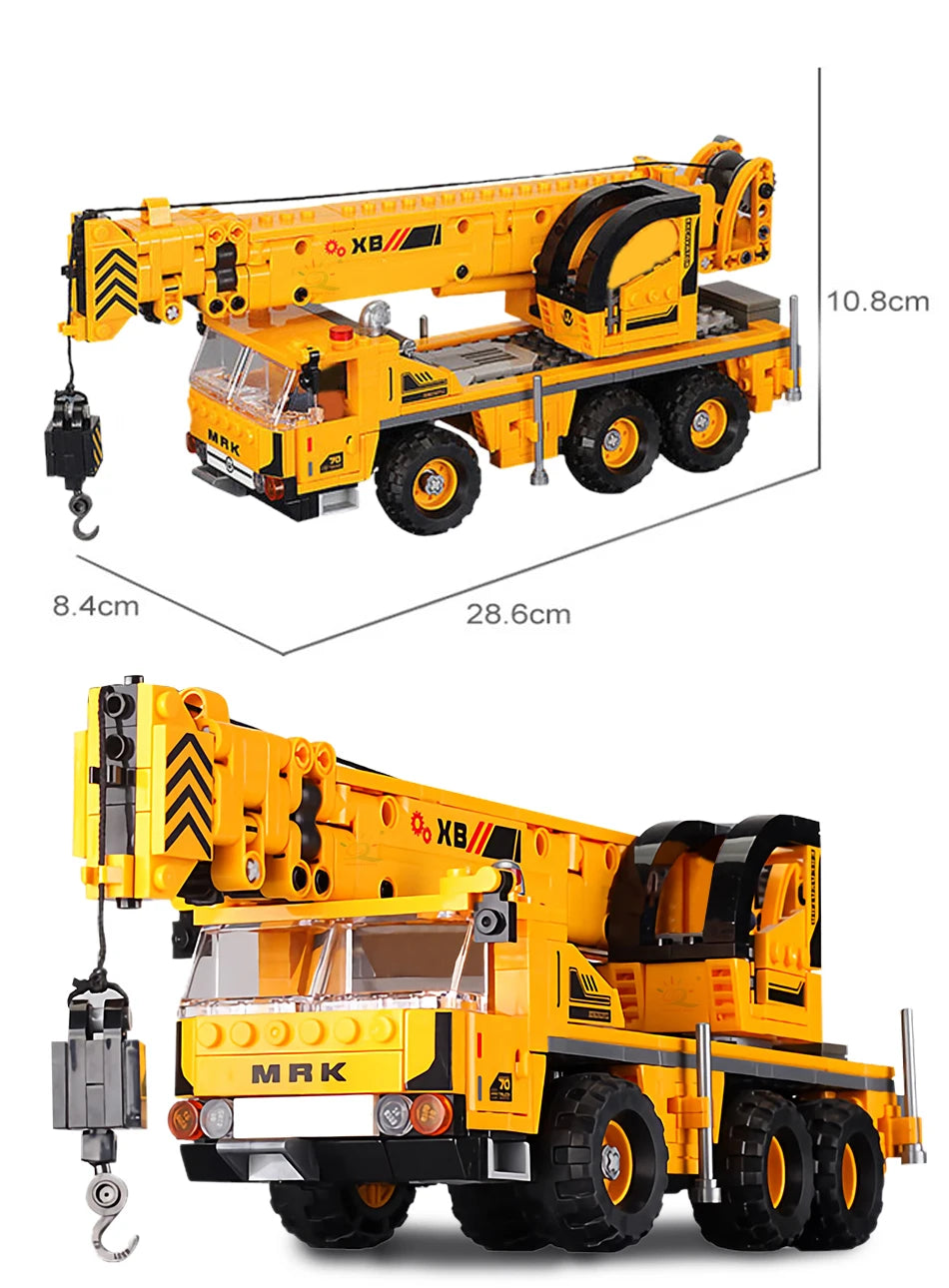 HUIQIBAO Engineering Truck Building Blocks Vehicle Excavator Bulldozer Crane Car Bricks City Construction Toys For Children Boys.