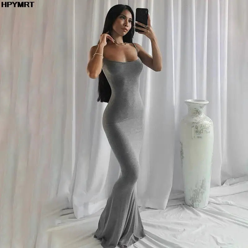 Satin Slip Sleeveless Backless Dünne Sexy Maxi Kleid 2022 Frühling Frauen Party Y2K Concise Bodycon Elegante Kleider Weibliche Kleidung.
