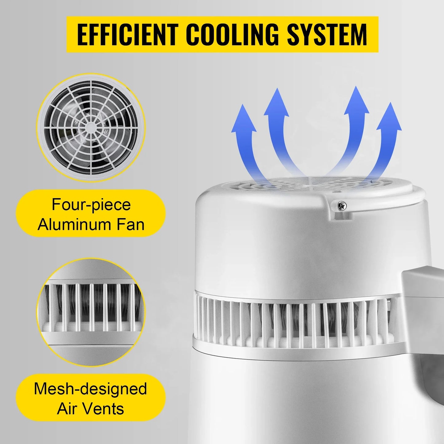 VEVOR 4L Water Distiller Purifier Filter Dispenser Heating Drinking Bottle Softener 304 Stainless Steel Home Appliance for Offic.