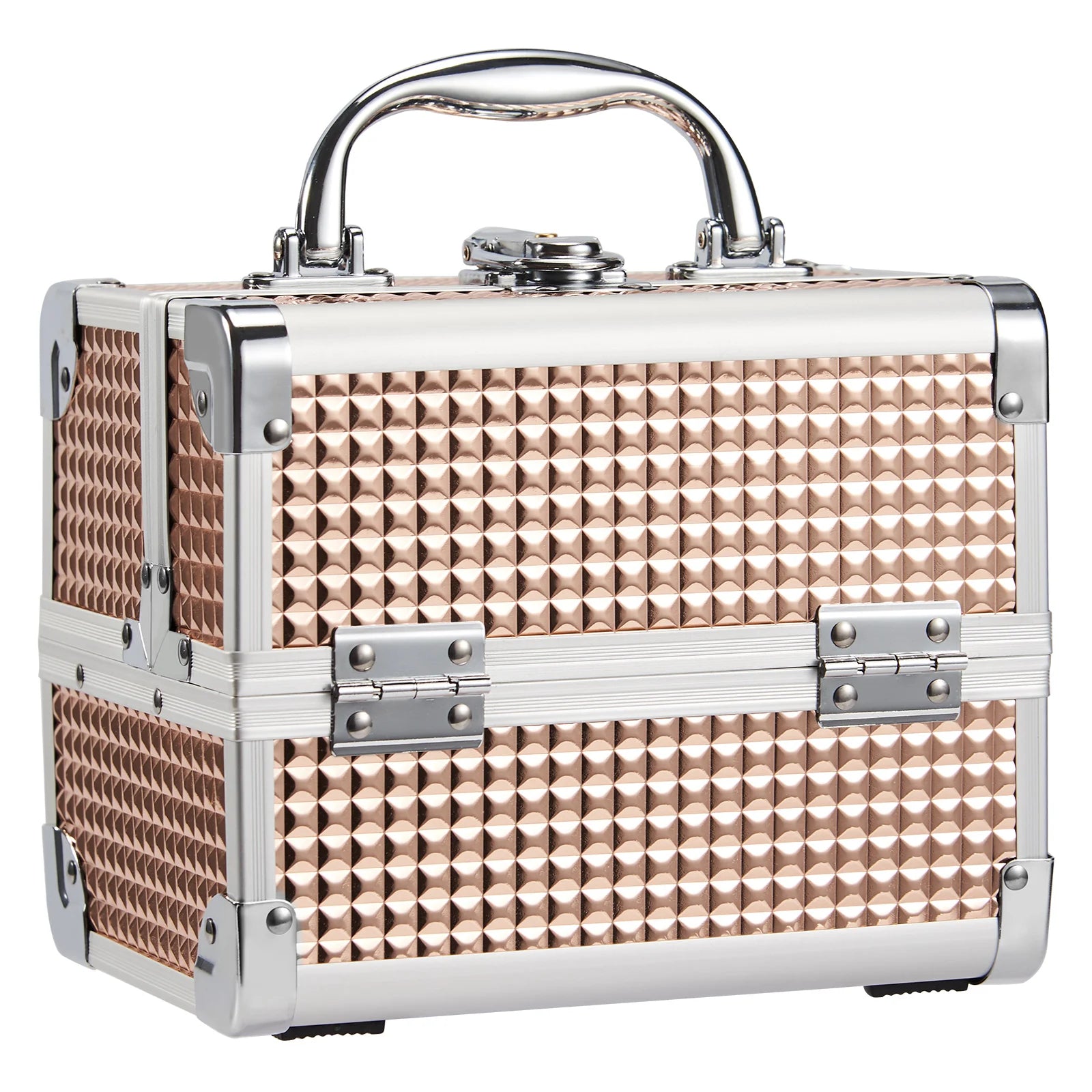 Makeup Case Portable Lock Alloy Unicorn Cosmetic Jewelry Nail Hair Accessories Storage Box with Mirror 2 Trays Make-up Suitcase.