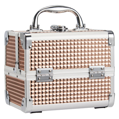 Makeup Case Portable Lock Alloy Unicorn Cosmetic Jewelry Nail Hair Accessories Storage Box with Mirror 2 Trays Make-up Suitcase.