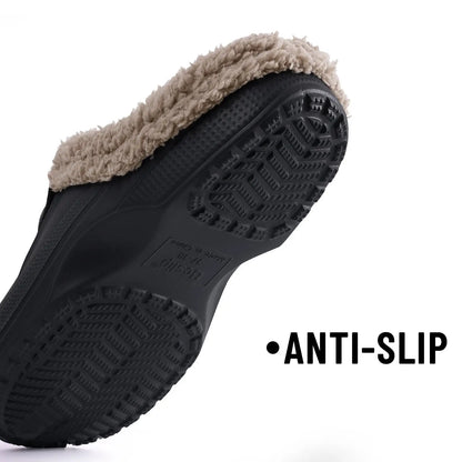 Eyriphy Classic Fur Lined Clogs For Women Waterproof Winter Fuzzy Slippers Mens Cotton Shoes For Indoor And Outdoor Rubber Soles.