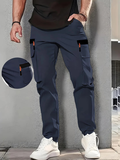 Outdoor-Arbeitshose für Herren – strapazierfähiges Polyester, mehrere Taschen, elastischer Bund mit Schlaufen, leicht und atmungsaktiv.