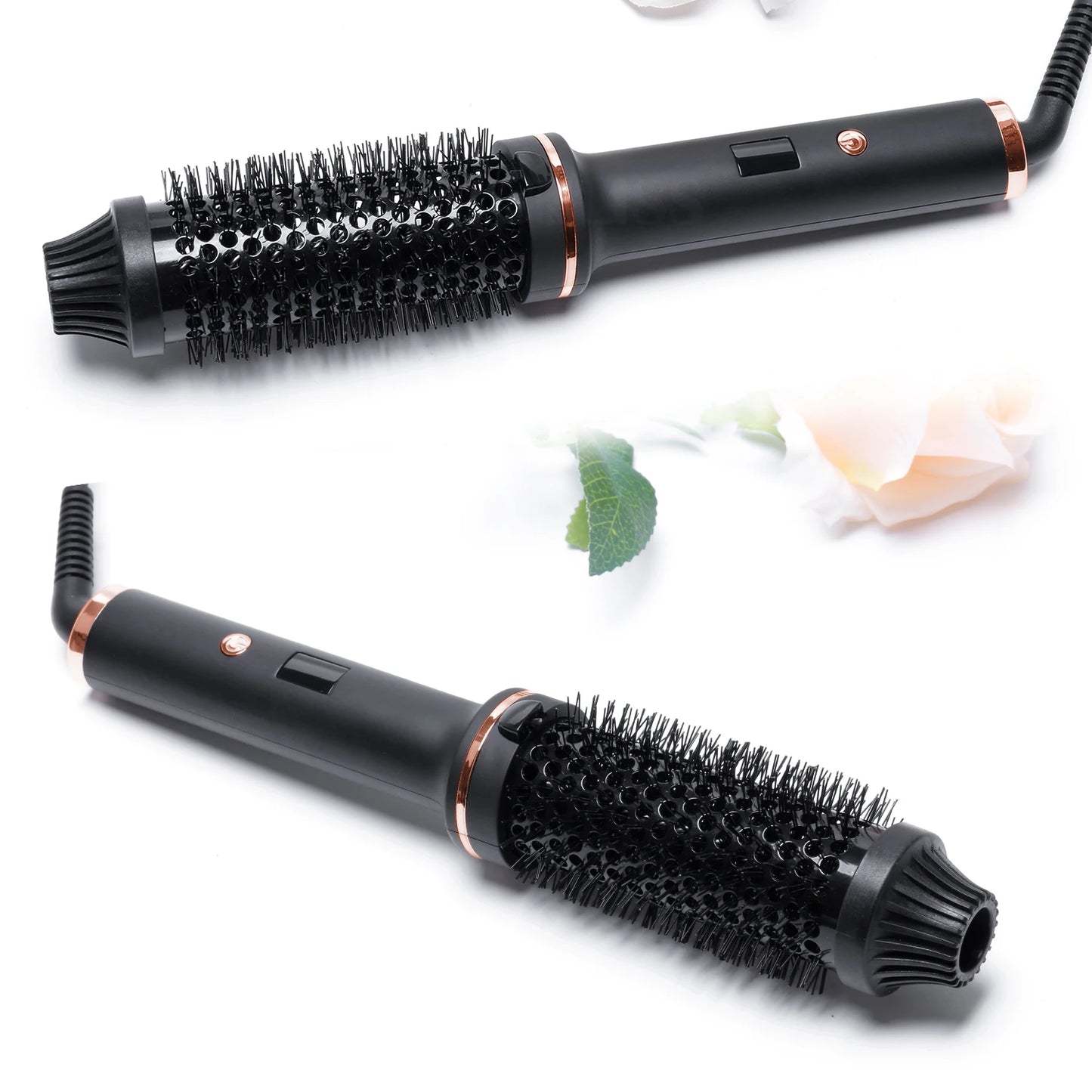 Curling Iron Brush PTC Heated Thermal Brush Ceramic Hair Curler Hot Brush Create Loose & Volume Curls Heating Hair Styling Brush