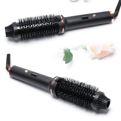 Curling Iron Brush PTC Heated Thermal Brush Ceramic Hair Curler Hot Brush Create Loose & Volume Curls Heating Hair Styling Brush