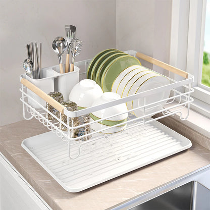 Countertop Kitchen Single-layer Plate Shelf Drain Bowl Rack Multi-functional Tableware Metal Storage Rack.