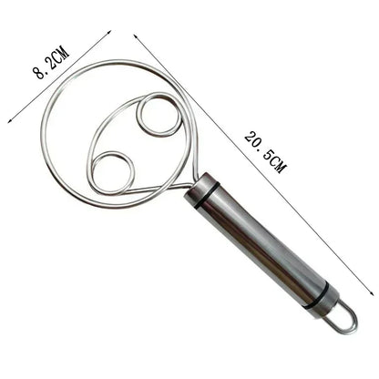 Cake Tools Danish Dough Whisk Stainless Steel Dutch Bread Dough Hand Mixer Wooden Handle Kitchen Baking Tools Artisian Blender.