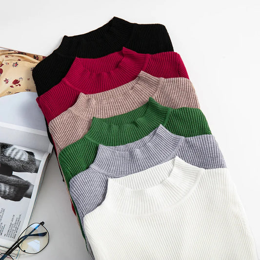 ZJAISS 2025 Herbst Winter Langarm Gestrickte Pullover Rollkragen Rippen Schlanke Frauen Pullover Weiche Warme Neue Jumper Pullover