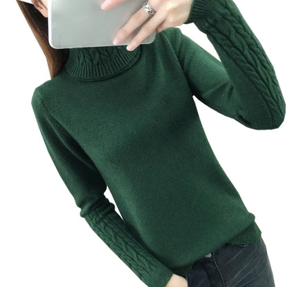 Frauen Pullover Rollkragen Pullover Herbst Winter Pullover Neue 2025, Lange Ärmel Dicke Warme Weibliche Pullover Khaki