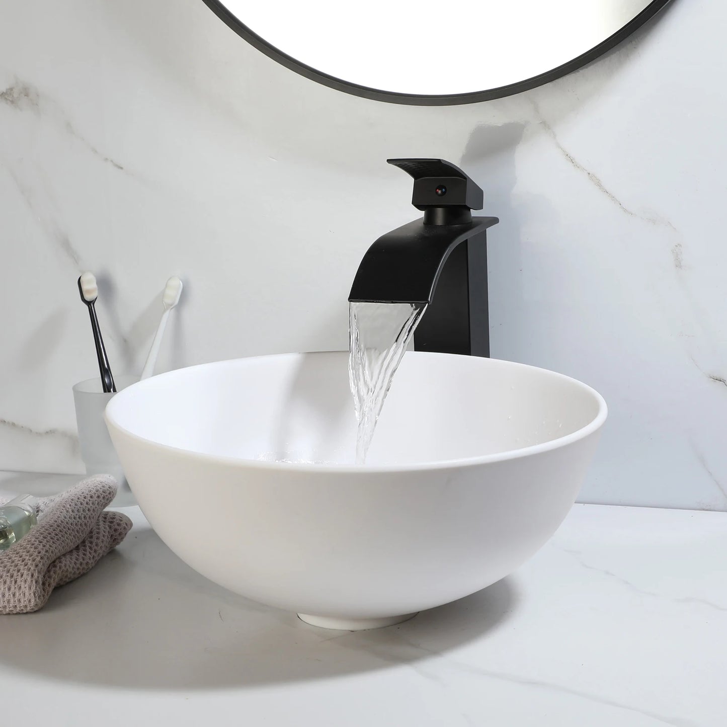 KEMAIDI Waschbecken-Set für Badezimmer, blaues Waschbecken, Deckmontage, Waschtisch-Waschbecken mit einem Griff, Aufsatzwaschbecken-Wasserhahn-Kombination