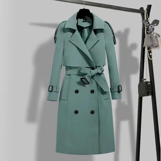 Lässige Langarm-Oberbekleidung, Trenchcoat für Damen, 2024, Herbst-Winter-Mode, Schnürung, lang, neu in Mänteln und Jacken, elegant