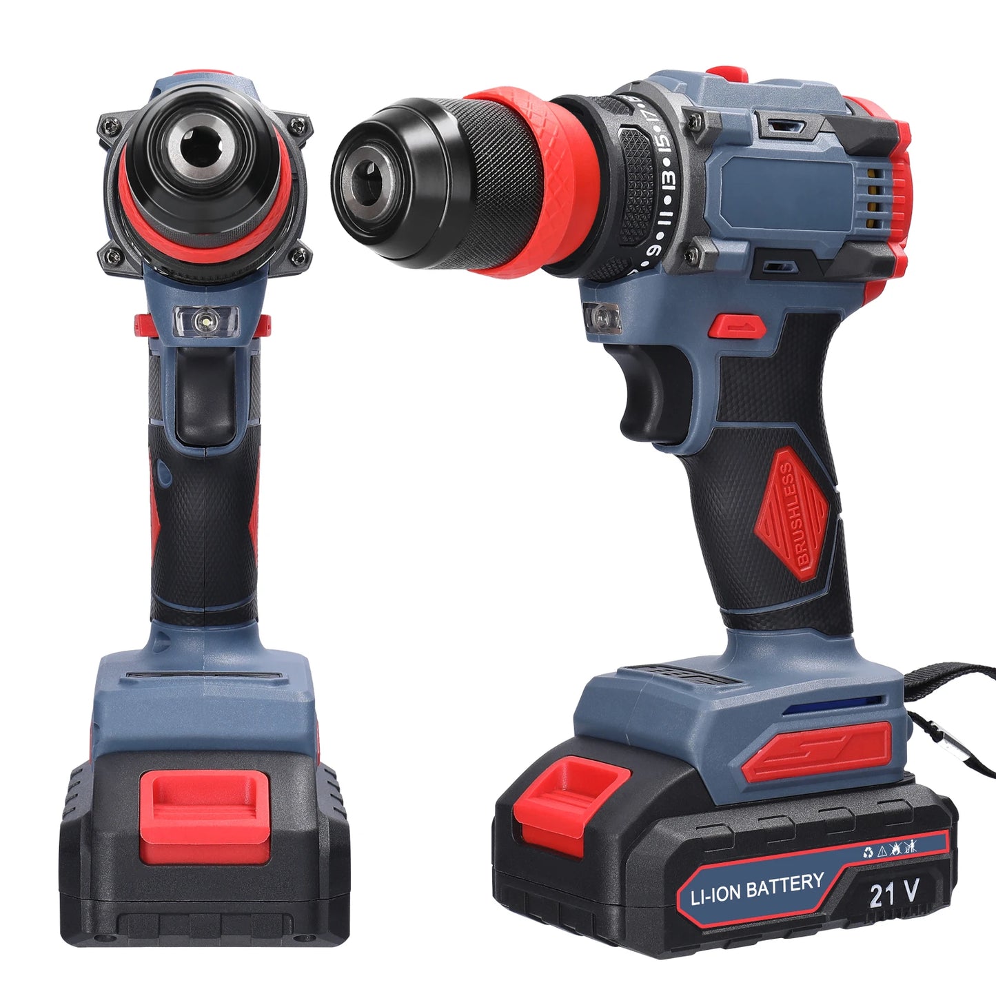 2in1 Akku-Elektroschrauber Bohrer Bürstenloser Motor 45/55 Nm Drehmoment Stufenlose Geschwindigkeitsregelung Hand-Lithium-Treiber-Bohrmaschine