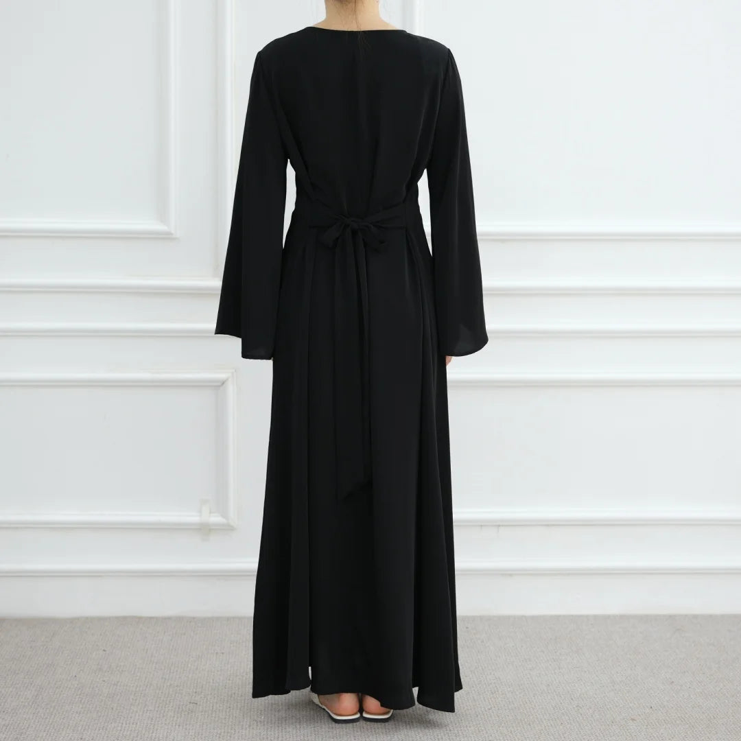 Bandage Plain Abaya Dubai For Women Kaftan Muslim Modest Long Dresses Islam Caftan Marocain Kebaya Robe Femme Musulmane Vestidos