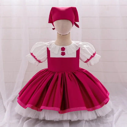 Mascha und Bär Lolita Mädchen Partykleid Barbie Pink Maid 1. Geburtstag Prinzessin Kleider für Kinder Spitze Weihnachtskostüme ASQ03