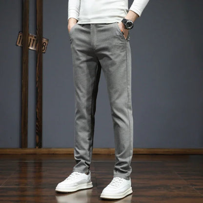Autumn Winter New Men's Casual Pants Korean Fashion Stretch Straight Slim Fit Trousers High Quality Sweatpants Solid Color Male