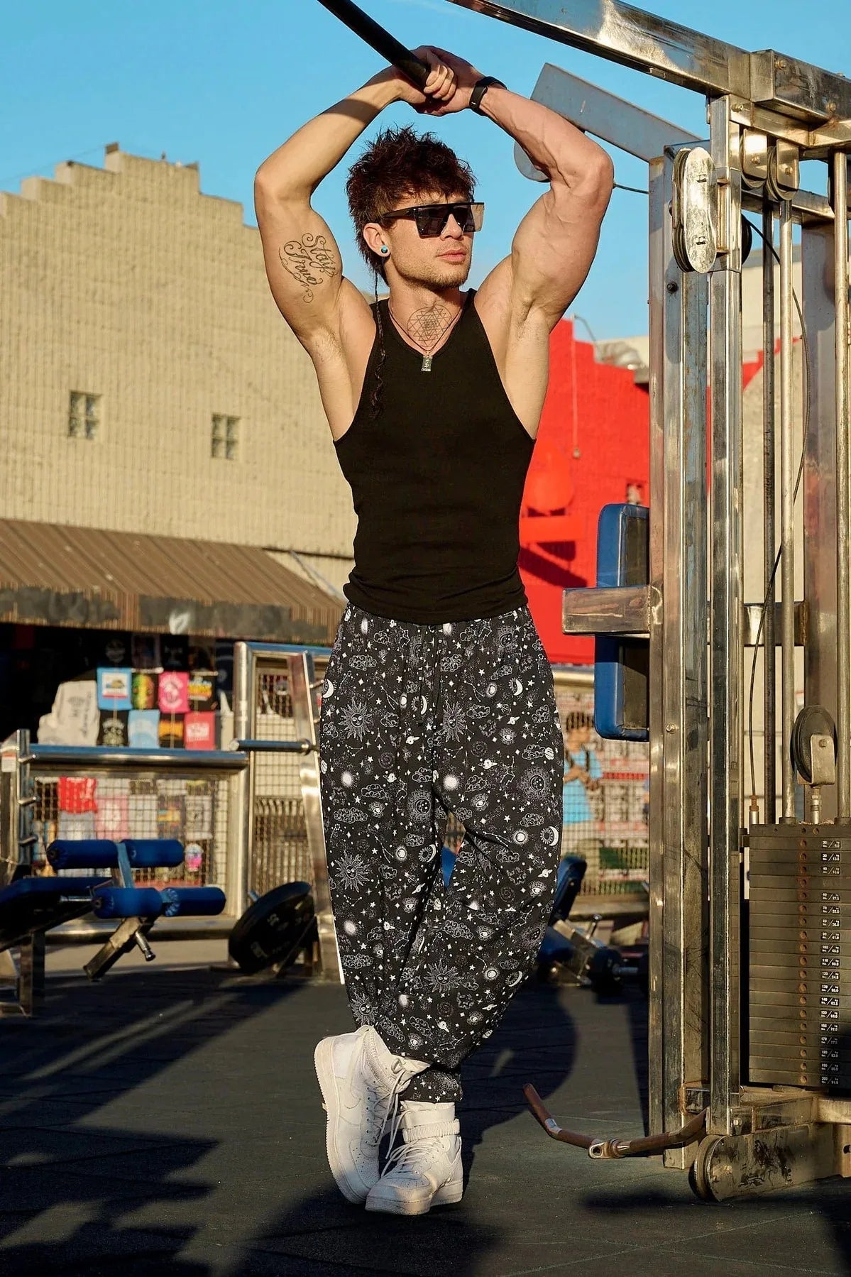 American Retro Thin Pants Men's Summer Breathable Quick Drying Loose Sports Pants Fitness Casual Digital Printed Pants.