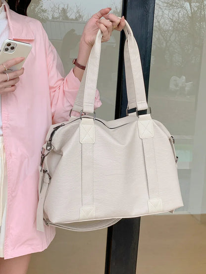 Fashion Tote Bag Leather Women Bag Simplicity Handbag Solid Vintage Shoulder Messenger Bag for Ladies.