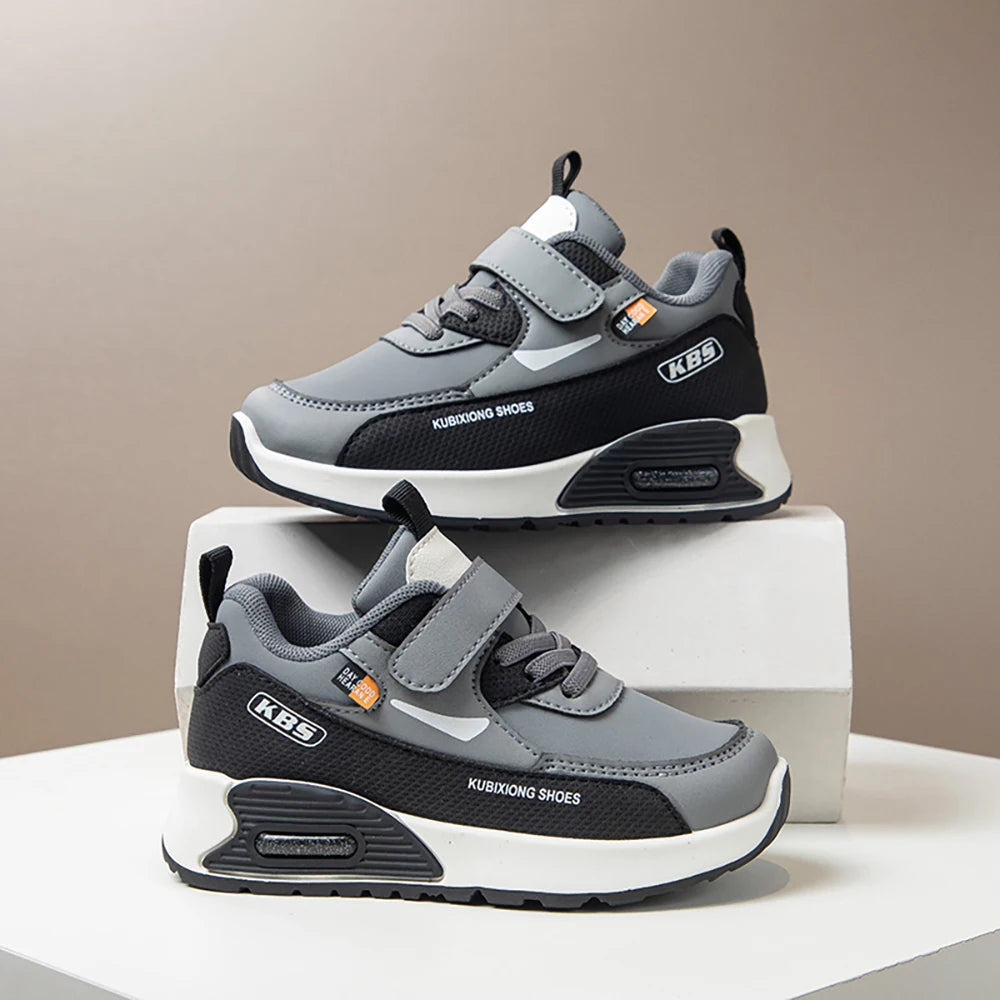 PU Leather Sport Shoes For Children 2025 Trend Fashion Kid's Sneakers Soft-soled Outdoor Boy's Girl's Running Shoes