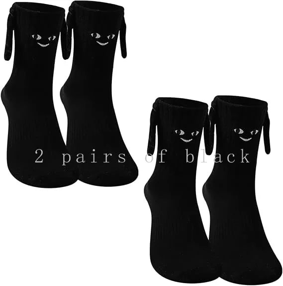 Funny Adult Socks Magnetic Hand in Hand Solid Color Cartoon Couple Socks Holiday Party Gifts for All Seasons