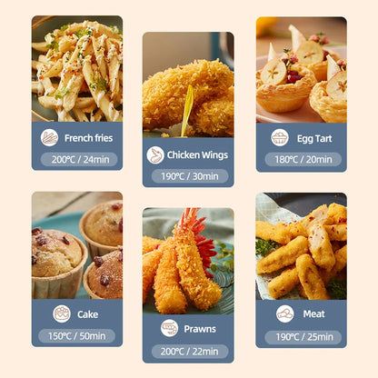 2.5L Smart Electric Air Fryers Oil-free Automatic Household Kitchen 360°Baking Convection Oven Deep Fryer Visible Window 220V.