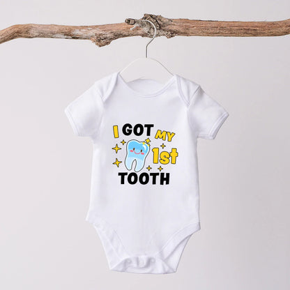 Ich habe meinen ersten Zahn Strampler, Baby-Body, Kleinkind-Outfit, Babyparty-Geschenk ﻿ Kinderschwangerschaftsgeschenk für Mama.