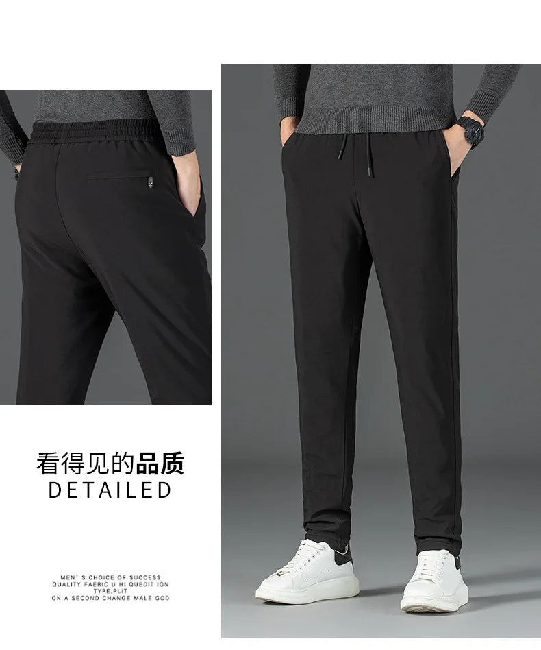 Men's Winter Down Pants 90% Goose Down Warm Fleece Lined Casual Trousers Elastic Waist  Pantalones Hombre Calça Casual PT-587.