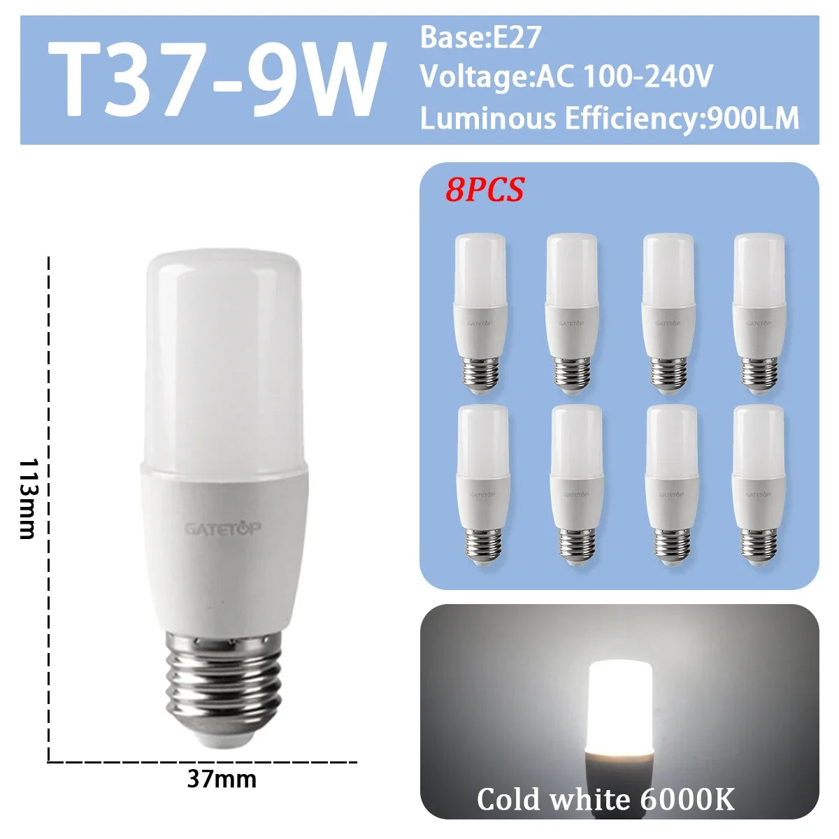 8PCS Led-lampe E27 B22 E14 220V GU10 Spot Licht 9W LED Glühlampe Retro Edison Vintage lampe AC 220V 110V Glas Lampen für Zuhause