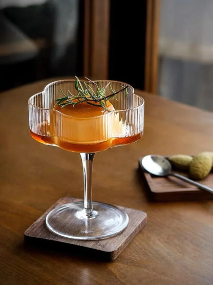 Clear Ice Cream Glass Whiskey Red Wine Glass Cup Flower Stripe Glass Mug Vintage Iced American Coffee Mug Home Stacked Cup