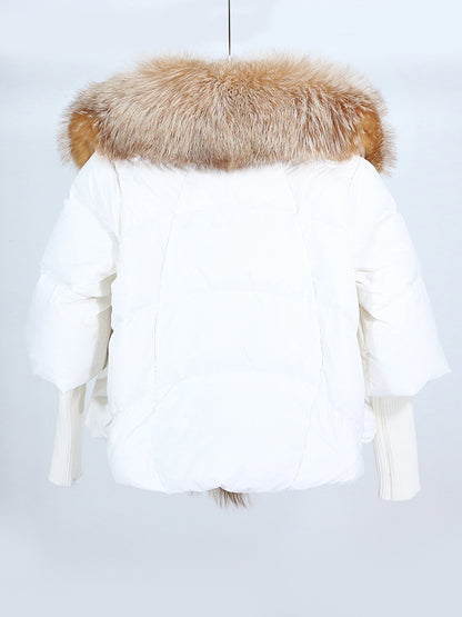Lose Natürliche Echt Fox Pelz Kragen Mantel Dicke Neue Europäische Mode Weiße Ente Unten Jacke Winter Frauen Warme Luxus Oberbekleidung