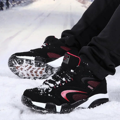 Winter Warm Couple Casual Sneakers Fashion Leather Outdoor Sport Running Tenis Men Non-slip Big Size 48 Trainer Men’s Snow Shoes.