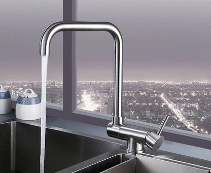 Stainless Steel Kitchen Faucet Lead-Free Folding Mixer 360 Degree Swivel Single Handle Nickel Kitchen Sink Taps