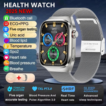 2025New Micro Physical Examination Smart Watch For Men Uric Acid Body Fat Five Organ Health Watches Bluetooth Call SmartBracelet
