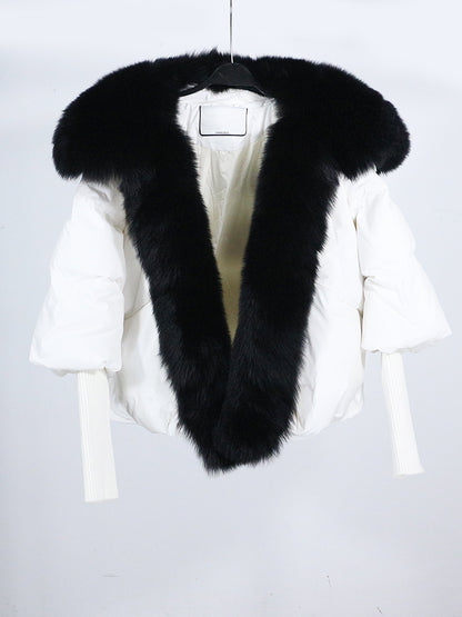 Lose Natürliche Echt Fox Pelz Kragen Mantel Dicke Neue Europäische Mode Weiße Ente Unten Jacke Winter Frauen Warme Luxus Oberbekleidung