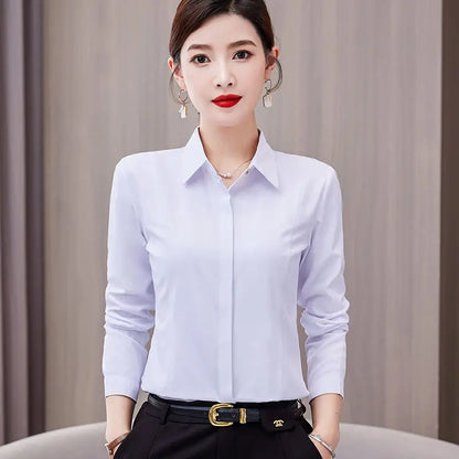 White Shirt Long-sleeved Slim Shirt Korean Style Professional Work Clothes Work Clothes
