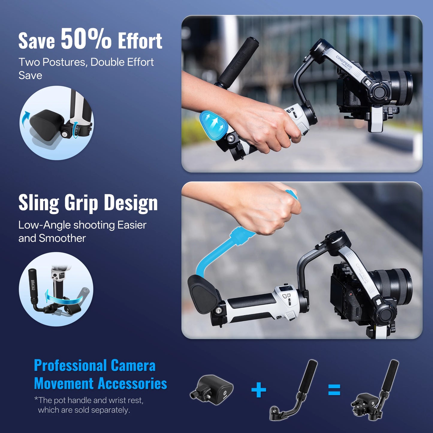 ZHIYUN Official CINEPEER WEEBILL 3E Camera Stabilizer Handheld Gimbal 3-Axis Cameras Gimbals for DSLR Mirrorless Cameras.