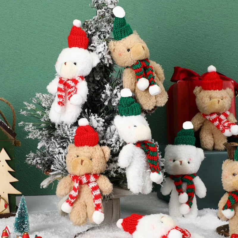 12–48 Stück Weihnachts-Kuscheltiere, Mini-Teddybären, groß, mit Organzabeuteln für Weihnachtsfeiern, Gastgeschenke, Weihnachtsbaumdekoration.