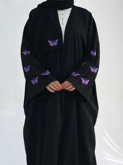 Ramadan Open Linen Butterfly Kimono Abaya Dubai Turkey Islam Muslim Dress Abayas For Women Kebaya Kaftan Robe Musulmane Femme.
