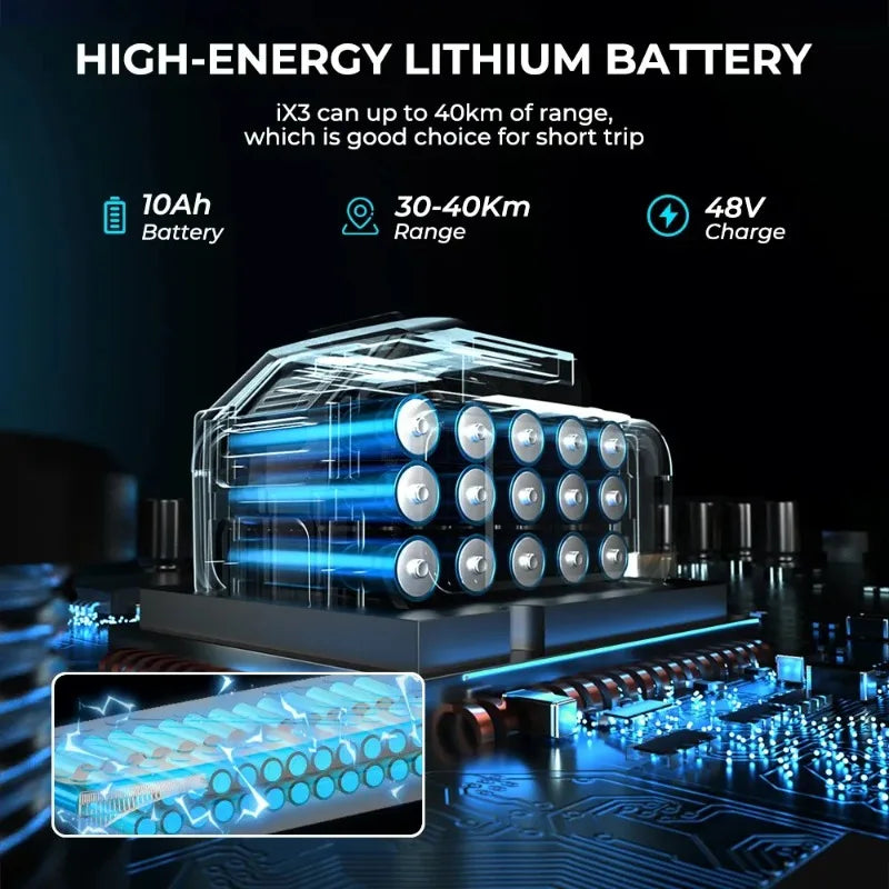 iScooter ix3Electric scooter 800W Motor 48V10AH Battery support Minirobot application control 10-inch tire city commuter scooter.