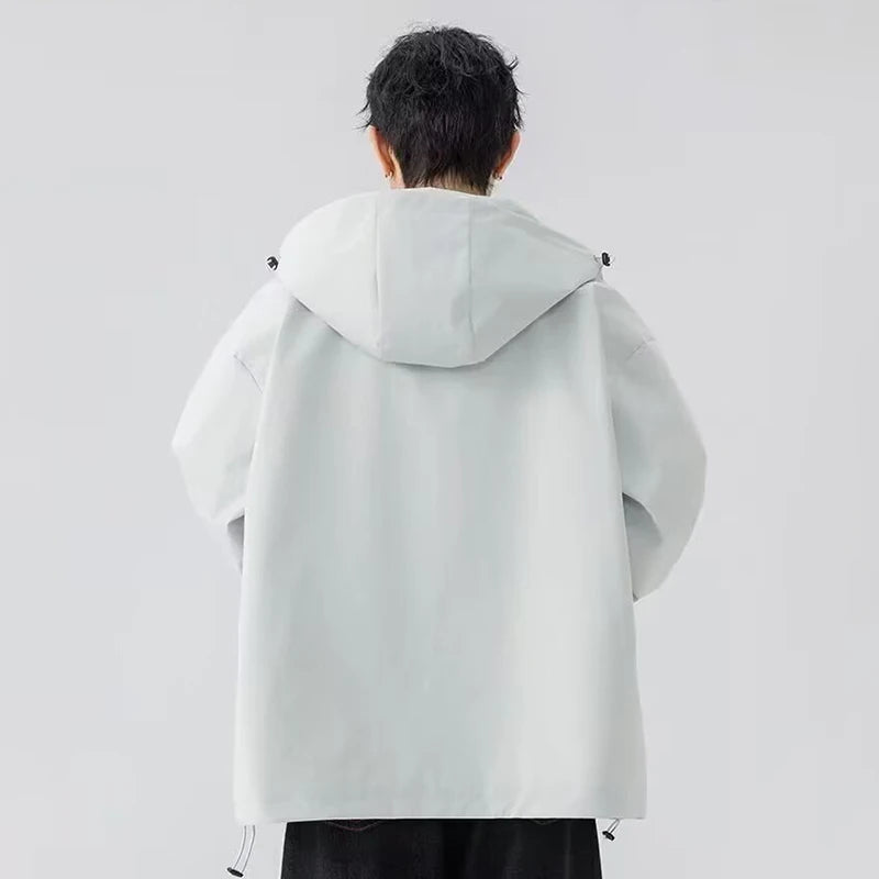 Outdoor Windbreaker Hooded Jacket Men Softshell Zip Up Windproof Waterproof Mountain Skiing Hiking Camping Jacket Autumn Coats.