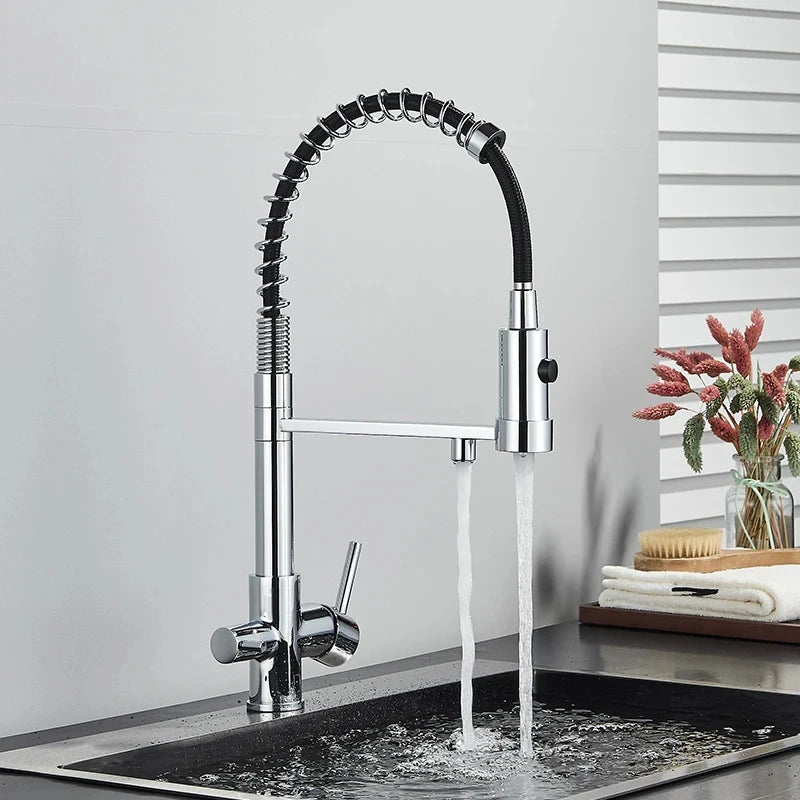 Filtered Kitchen Faucet Pure Water Kitchen Faucet Dual Handle Hot&Cold Drinking Water Purified Kitchen Mixer Taps