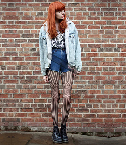 Woman Girls Fashion Gothic Fishnet Stockings Snake Skull Stripeds Socks Mesh Tights Panties Lolita Plus Size Pantyhose Leggings