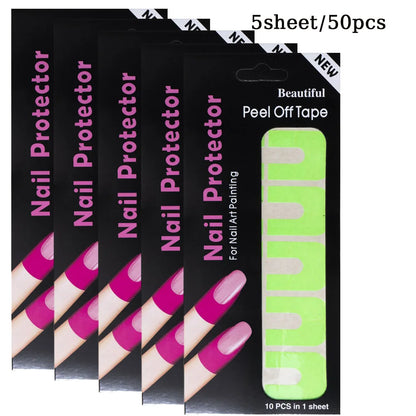 10/20/50 Pcs U-shape Spill-proof Anti-overflow Nail Polish Paint Varnish Peel Off Tape Finger Cover Nail Protector Stickers