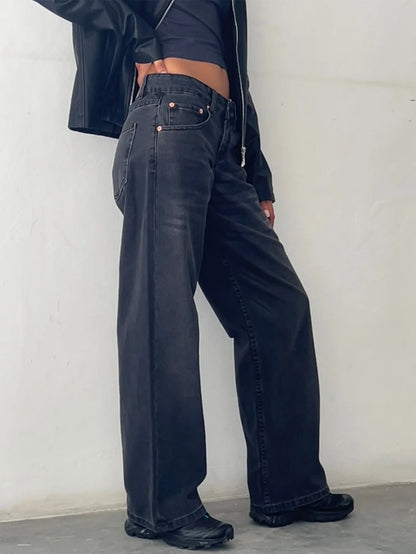 2024 neue Y2K Hohe Taille Baggy-Jeans Für Frauen Mode Lose Denim Breite Bein Hosen Casual Weibliche Kleidung XS-XL Drop verschiffen