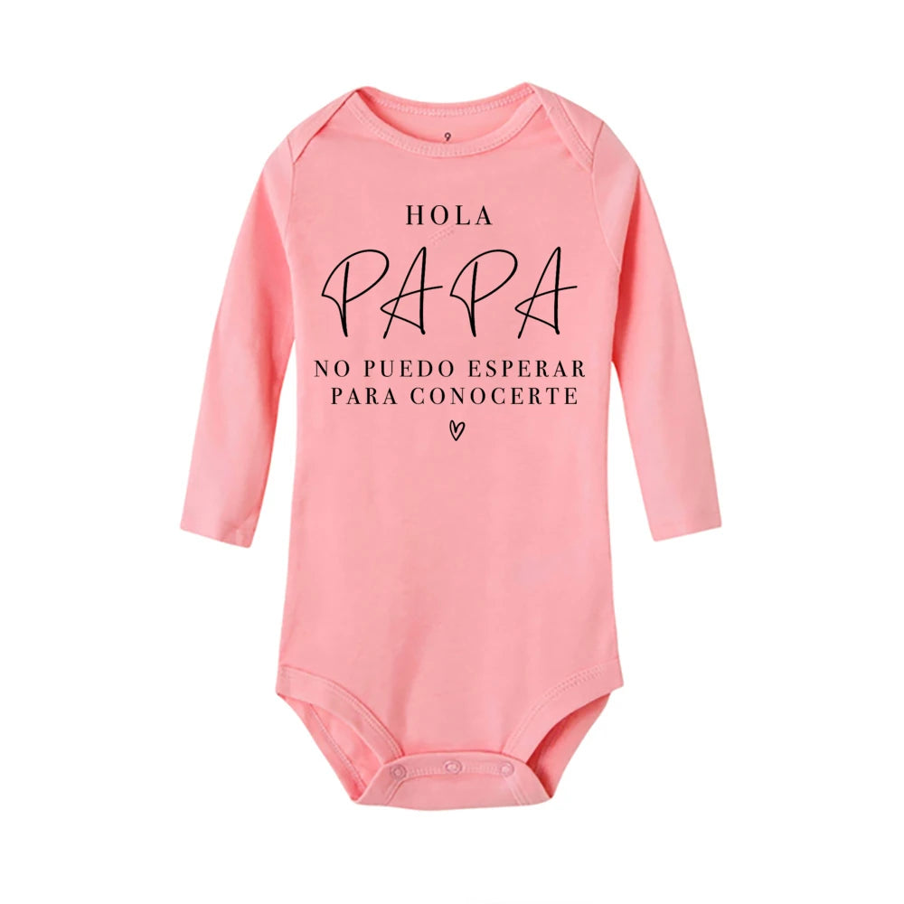Hallo Papa, ich kann dich nicht warten, Baby-Ankündigung, Neugeborenen-Body, Sommer, Baby, Jungen, Mädchen, Schwangerschafts-Enthüllung, Ropa-Overall-Outfits.