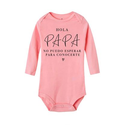 Hallo Papa, ich kann dich nicht warten, Baby-Ankündigung, Neugeborenen-Body, Sommer, Baby, Jungen, Mädchen, Schwangerschafts-Enthüllung, Ropa-Overall-Outfits.