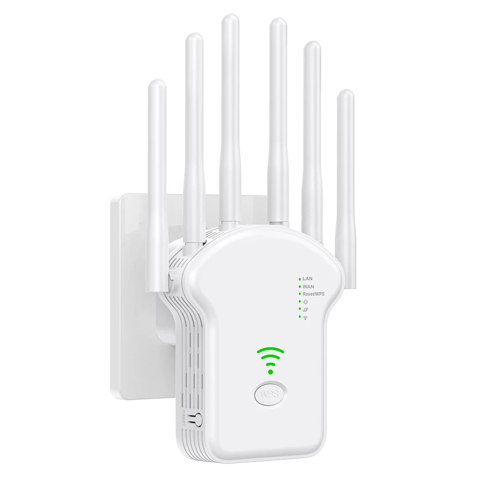 1200Mbps 5GHz Wireless WiFi Repeater WiFi Signal Booster Dual-Band 2.4G 5G WiFi Extender 6 Antenna Network Amplifier WPS Router.