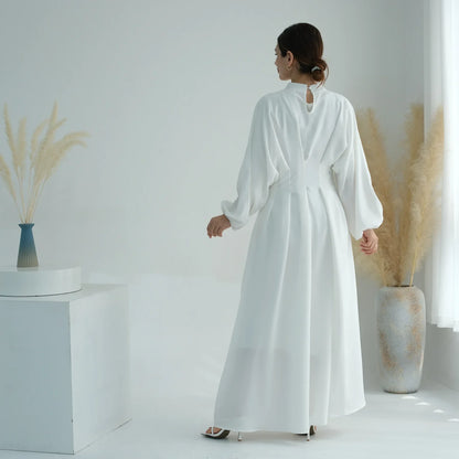 Elegant Muslim Dress Ramadan Pleated Abaya for Women Slim Waist Long Dress Islamic Clothing Muslim Eid Party Dresses Hijab Robe