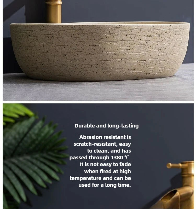 48 x 36 x 15 cm Jing De Zhen modernes Badezimmer-Waschbecken im nordischen Stil zum Waschen von Händen und Gesicht, minimalistisches Design, individuell