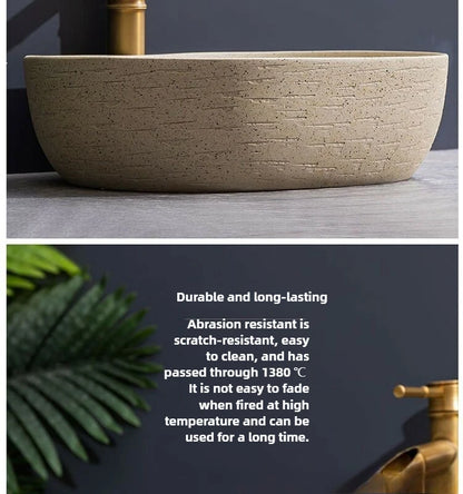 48 x 36 x 15 cm Jing De Zhen modernes Badezimmer-Waschbecken im nordischen Stil zum Waschen von Händen und Gesicht, minimalistisches Design, individuell