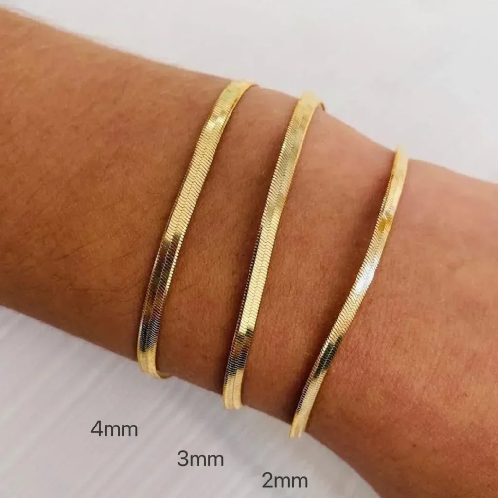 Stainless Steel 16/18cm Classic Snake Gold Color Width 2.5/3/4MM Chain Bracelet For Women Mariasz Minimalist Jewelry Gift.